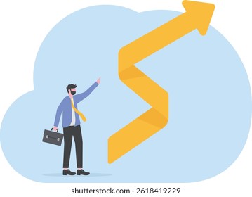 businessman standing with successful growth chart after corona effect, business growth after recession