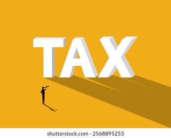 Businessman Standing at Tax. Dividend Tax, Stock Market. vector