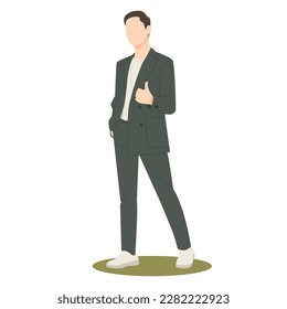 businessman standing with thumbs up isolated illustration