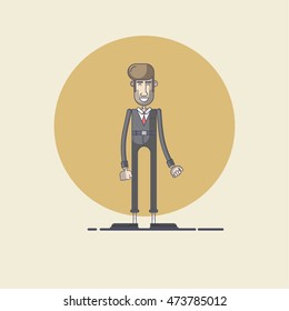 Businessman standing. Vector illustration of a flat design