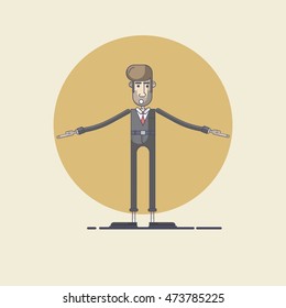 Businessman standing. Vector illustration of a flat design