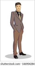 Businessman standing. Vector illustration isolated on a white background