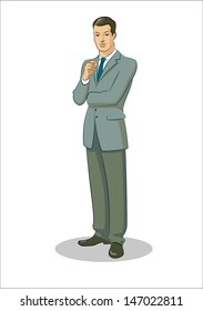 Businessman standing. Vector illustration isolated on a white background