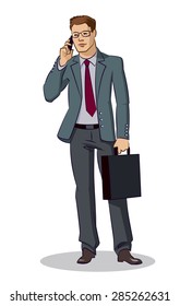 Businessman standing. Vector illustration isolated on a white background