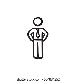 Businessman standing vector sketch icon isolated on background. Hand drawn Businessman standing icon. Businessman standing sketch icon for infographic, website or app.