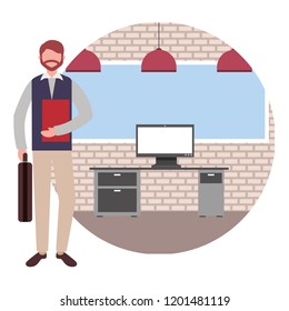 businessman standing workplace office work