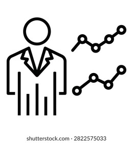 A businessman stands with growing graphs chart, symbolizing success and financial growth.