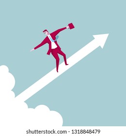 Businessman stands on the shoulders, in mid air.