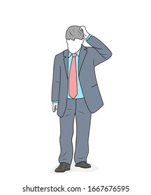 businessman stands thoughtfully. vector illustration.