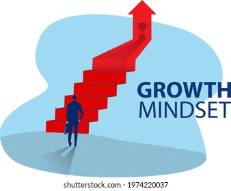 Businessman start climbing stair for successful career achievement, growth mindset concept vector illustrator