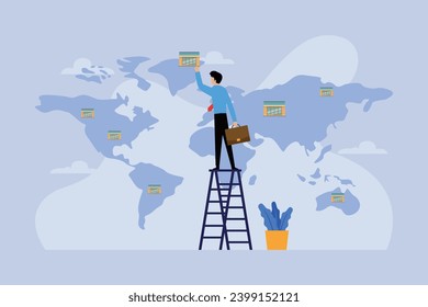 Businessman Start Small Enterprise Expansion 2d vector illustration concept