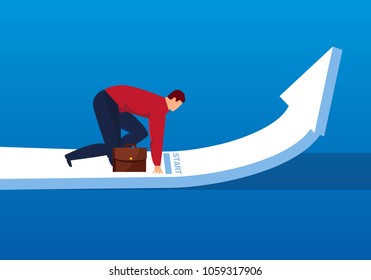 Businessman starting up arrow