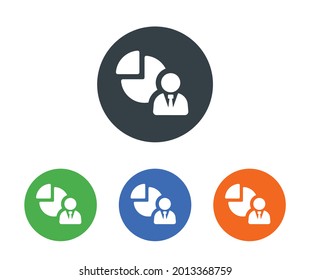 Businessman with statistic data or part on investment icon. Stockholder and shareholder icon