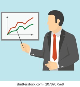 Businessman, statistics icon vector design flat