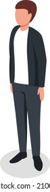 Businessman stay straight, dressed in suit isolated. Vector business suit, character male office cartoon illustration