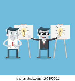  Businessman steal ideas light bulb 