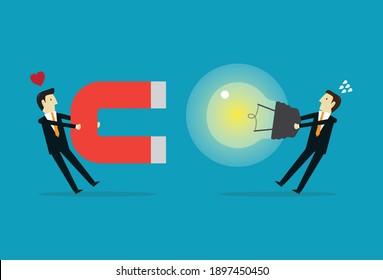 Businessman steal someone else's idea, Vector illustration in flat style