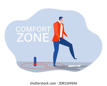 businessman step out of comfort circle for freedom for new success.comfort zone concept vector