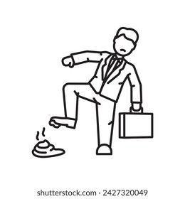 Businessman stepped in dog poo vector icon for Walk To Work Day on April 5