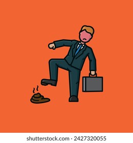 Businessman stepped in dog poo vector illustration for Walk To Work Day on April 5