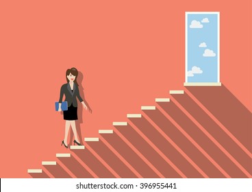 Businessman stepping up a staircase to success. Business Concept