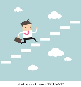 Businessman stepping up a staircase to success vector