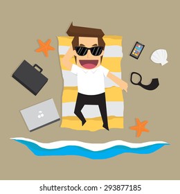 businessman stop work and relax. vector
