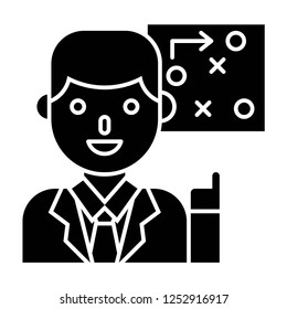 Businessman with strategy vector, solid design icon