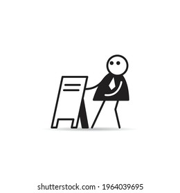 businessman and street advertising board icon