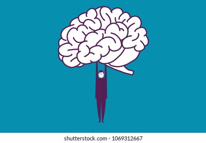 Businessman strength brain. Vector illustration success business concept. 