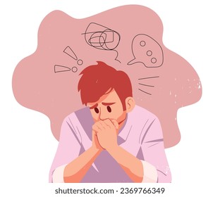 Businessman in stress. depressed man with stressful and confusion rest chin in hand pose action.