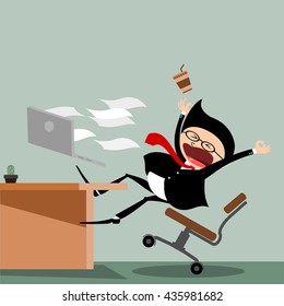 Businessman stressed with work and yawning.