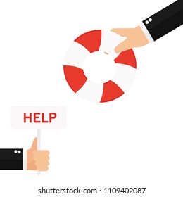 businessman is stretching a lifeline and wants to help