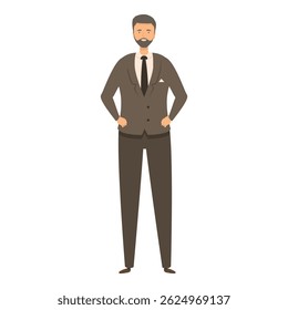Businessman is striking a confident pose, ready to tackle any challenge that comes his way