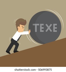 businessman strive to push the pendulum to higher ground. vector