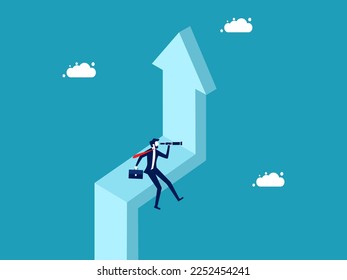 businessman with a strong vision of growth. look far on the growing arrow