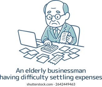 A businessman struggling to settle expenses