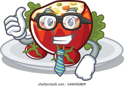 Businessman stuffed tomatoes isolated in the mascot