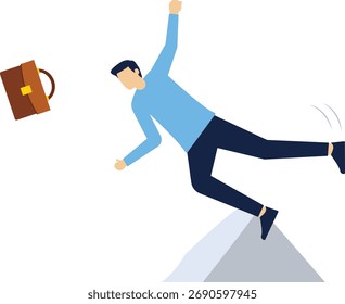 The businessman was stumbled by a red stone

