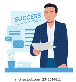 businessman success job in flat illustration
