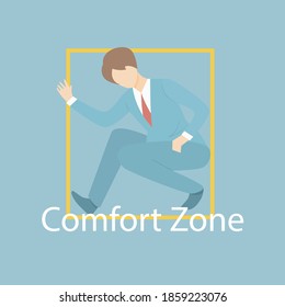 businessman success leaving from comfort zone,challenges,Self improvement, aspiration and seek opportunities,Vector illustration.