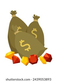 Businessman success symbol. Valuable treasures. Ambitious and challenging to succeed in business. Vector cartoon illustration