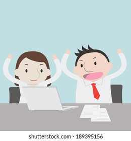 Businessman success to work together