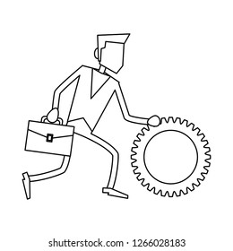 Businessman successful cartoon in black and white