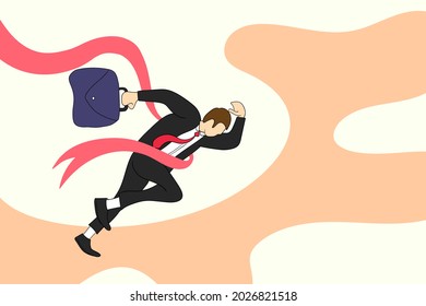 Businessman Successful Crossing Finish Line .Concept business illustration. Vector flat
