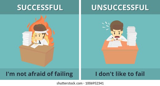 Businessman successful and Businessman unsuccessful.Cartoon of business, employee successful and unsuccessful is the concept of the man characters business, background, infographic.Vector illustration