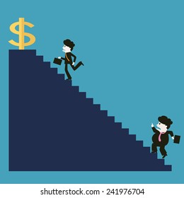 the businessman is successful while the competitor is not successful