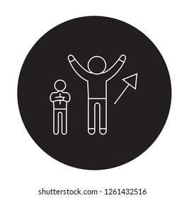 Businessman succsess black vector concept icon. Businessman succsess flat illustration, sign