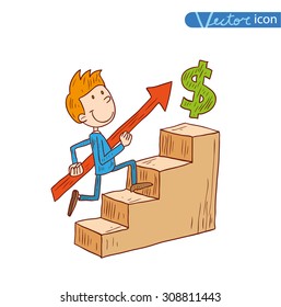 Businessman sucess, vector illustration.