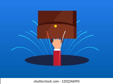 Businessman is sucked inside the hole